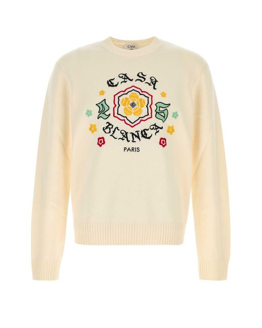 Casablanca White Ivory Wool Sweater for men