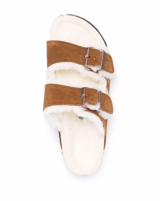 Birkenstock Brown Arizona Shearling Mink, Suede Leather