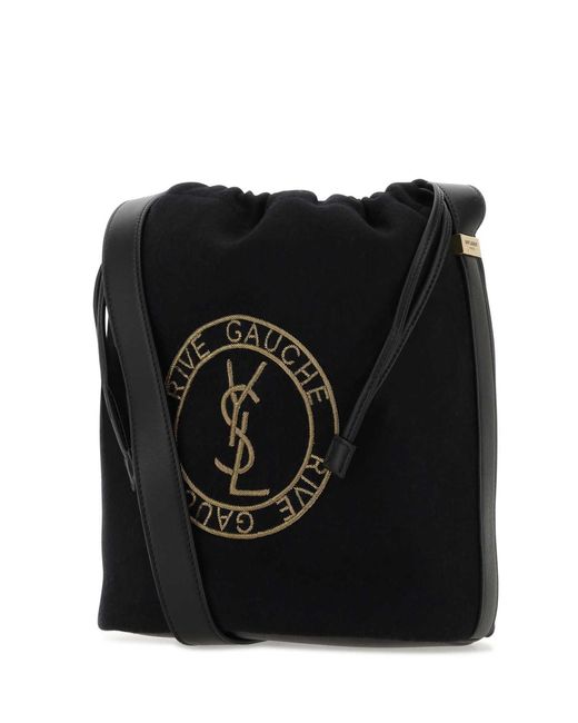 Saint Laurent Black Felt Rive De Gauche Bucket Bag