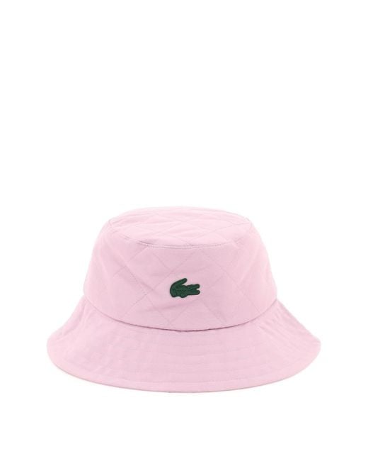 Lacoste Pink Bucket Hat aus gestepptem Techno-Canvas