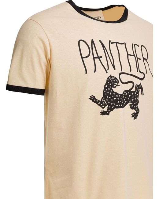 Valentino Natural Panther T-shirts Beige for men