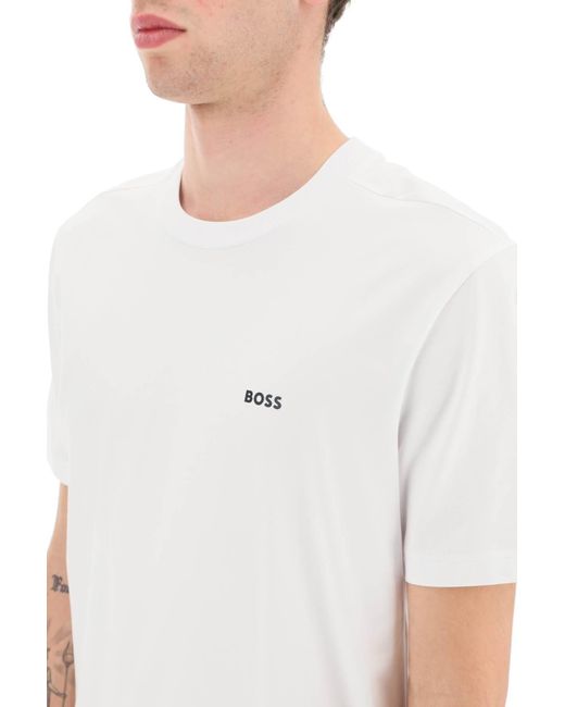 Boss Stretch Cotton T -shirt in het White voor heren