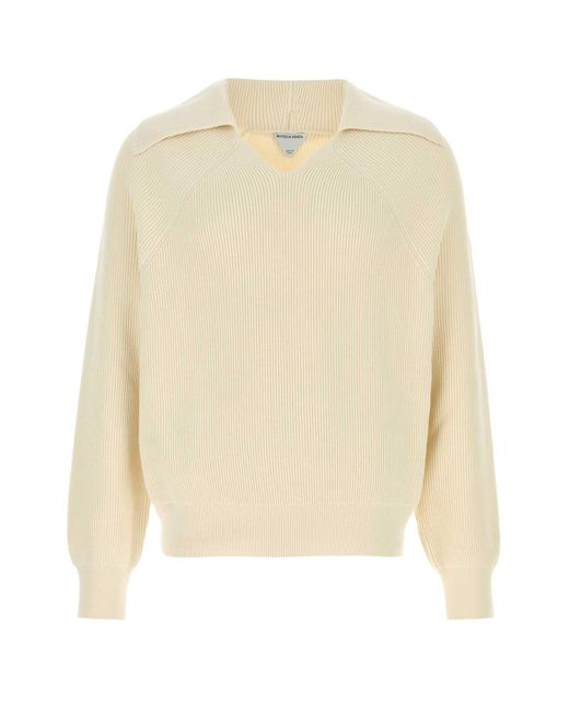 Bottega Veneta Natural Cream Cotton Blend Sweater for men