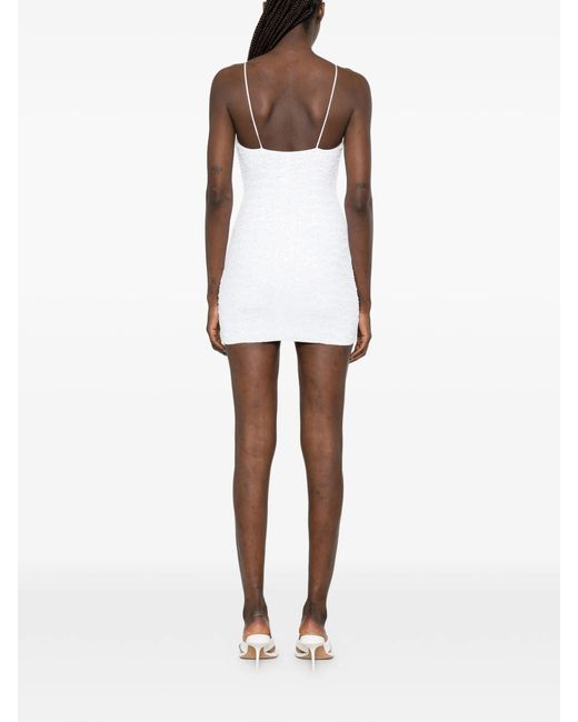 Oseree White Paillettes Mini Dress