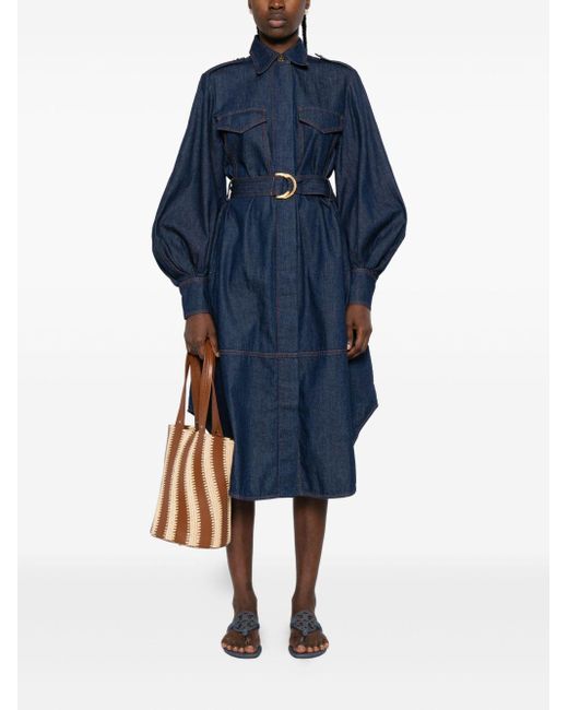 Zimmermann Blue Structured Denim Midi Dress