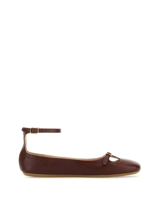 Chloé Brown Leather Misty Ballerinas