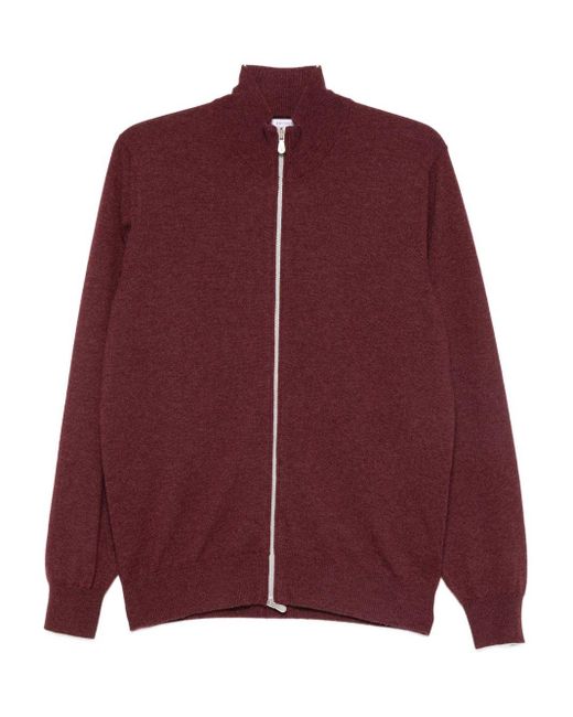 Brunello Cucinelli Purple Cashmere Zipped Cardigan for men