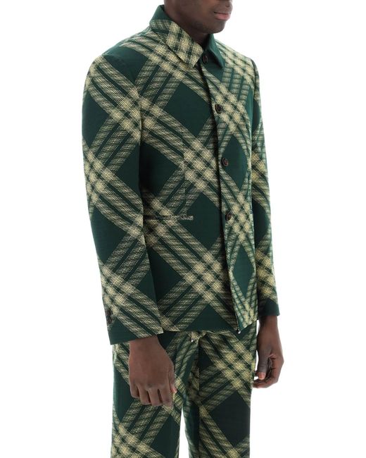 Veste à chèque à poitrine unique Burberry pour homme en coloris Green