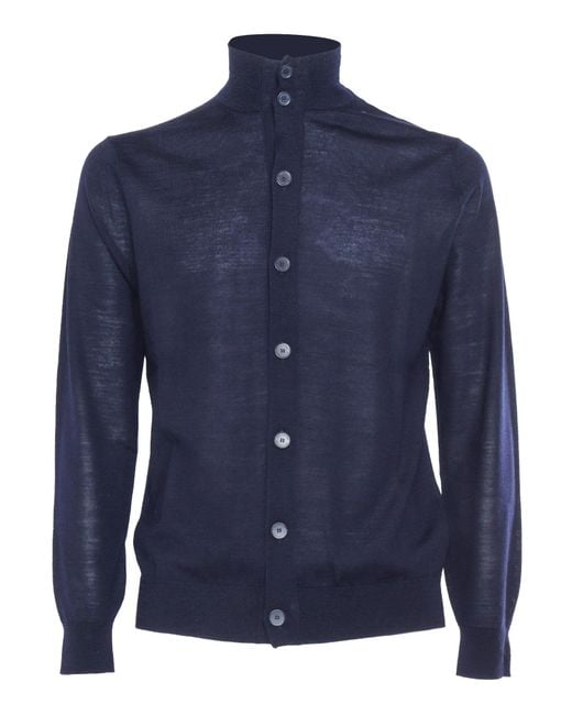 Ballantyne Blue Cardigan Collo Alto
