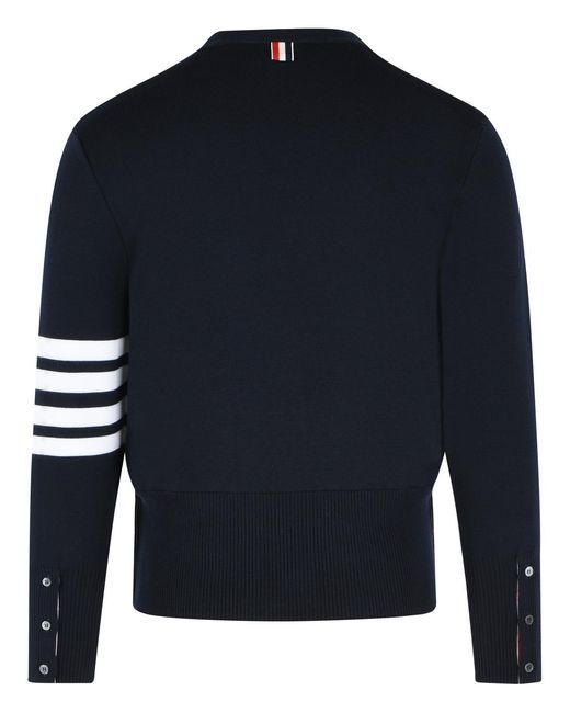 Thom Browne Blue 'Milano 4 Bar' Virgin Wool Cardigan