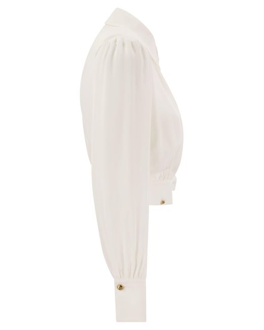 Elisabetta Franchi Bijgesneden Shirt In Viscose Georgette in het White