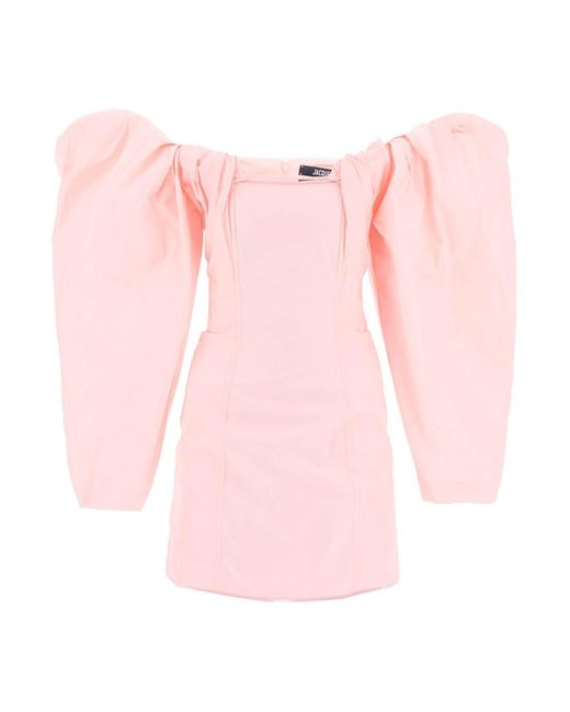 Jacquemus Pink La Robe Taftas Mini Kleid