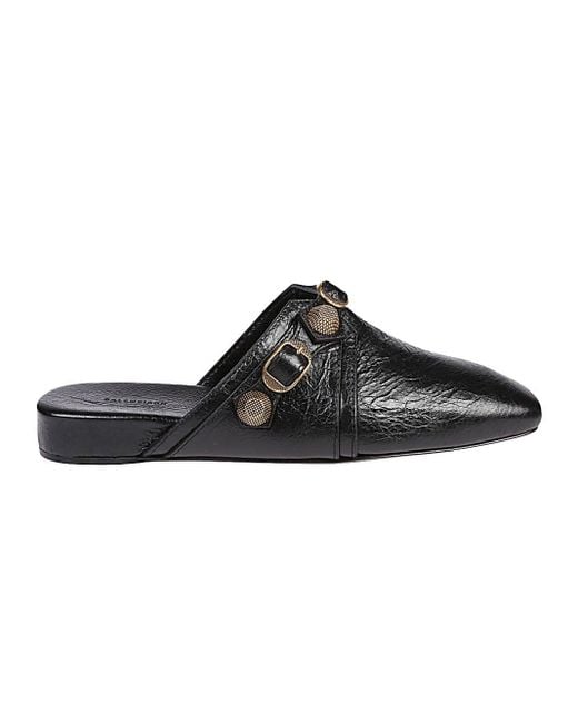 Balenciaga Black Mini Leather Slipper Sandals For
