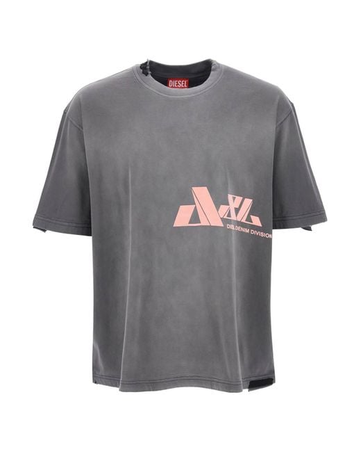 't Washrat' T -Shirt mit flockendem Logo di DIESEL in Gray da Uomo