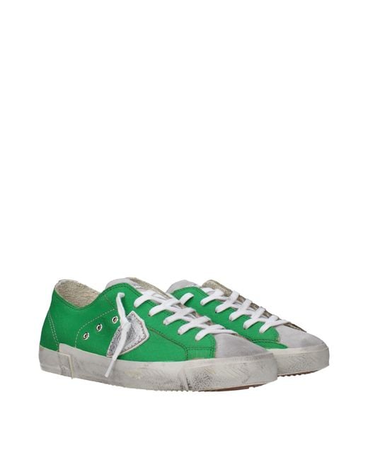 Philippe Model Green Sneakers Prsx Uomo Pelle Verde/Grigio for men