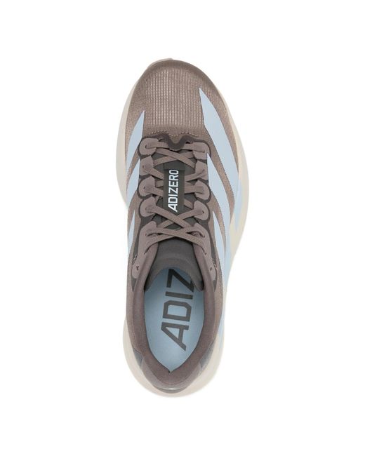 Adidas White Adizero Evo Striped Panelled Sneakers