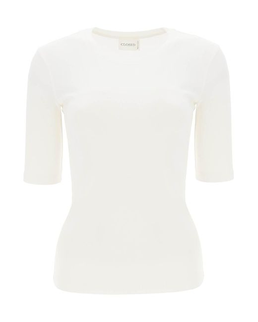 Closed White Geschlossenes Baumwoll- und Modal -T -Shirt