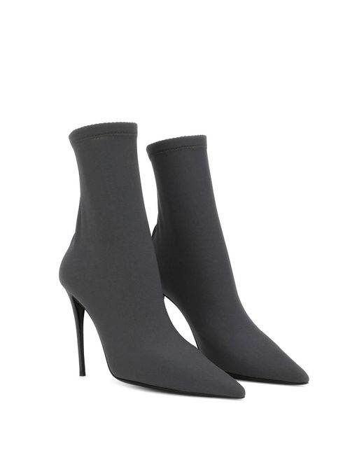 Dolce & Gabbana Stretch Jersey Ankle Boots in het Black