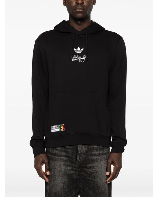 Adidas Originals Black Hooded Logo Detail Hoodie for men