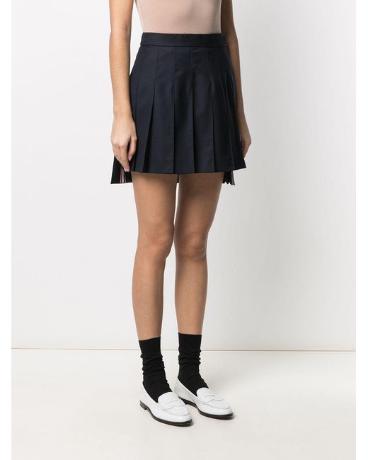 Thom Browne Blue Rwb Pleated Wool Skirt