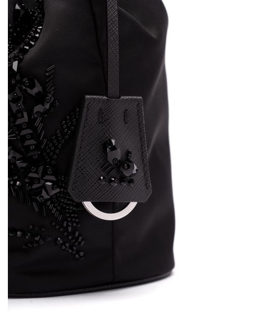 Prada Black Enamel Triangle-Logo Tote Bag