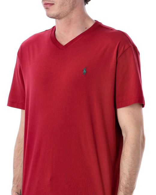 Polo Ralph Lauren Red Jersey V-Neck T-Shirt for men