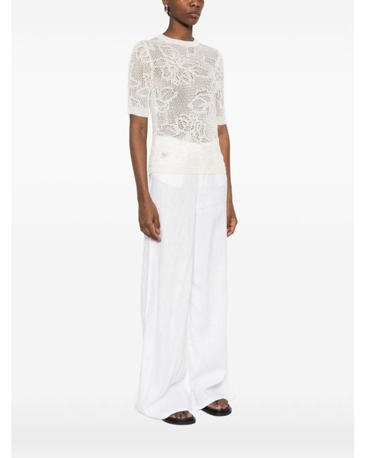 Fabiana Filippi White Openwork Crewneck T-Shirt