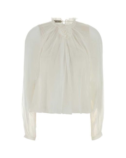 Alberta Ferretti White Silk Blouse