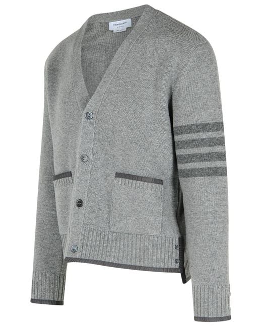 Thom Browne Gray Milano 4-Bar' Virgin Wool Cardigan for men