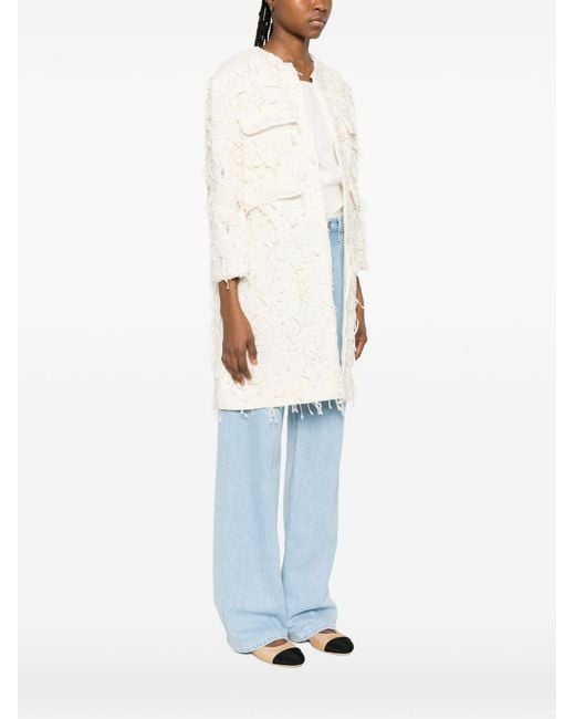Bye White Cotton Blend Caban Coat