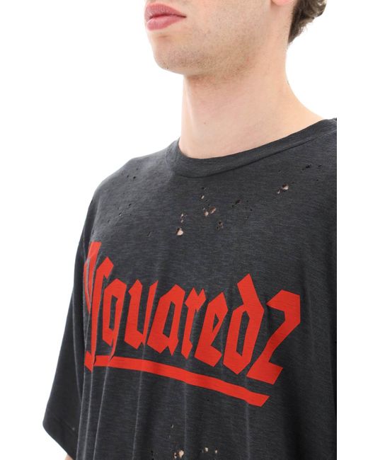 DSquared² 'D2 Goth Iron' T-Shirt Graue Baumwolle in Multicolor für Herren