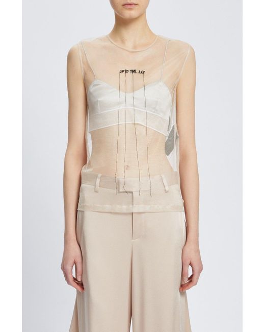 Ann Demeulemeester Natural Biba Sleeveless Top With "Up