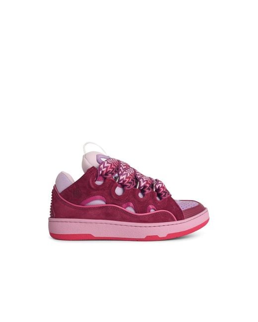 Lanvin Pink Curb' Lilac Leather Blend Sneakers