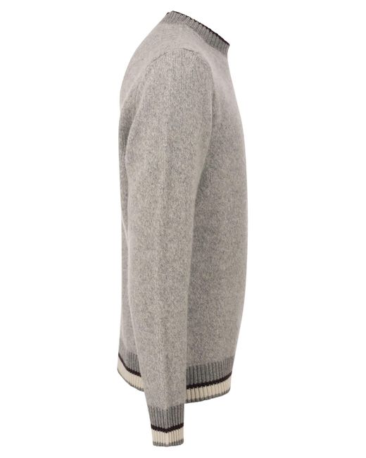 Rotondo maglione a collo in lana in seta e filato a motivi di cashmere boucle " di Peserico in Gray