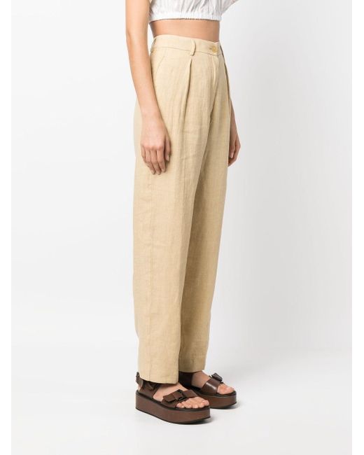 Forte Forte Natural Leinenhose Mit Hohem Bund