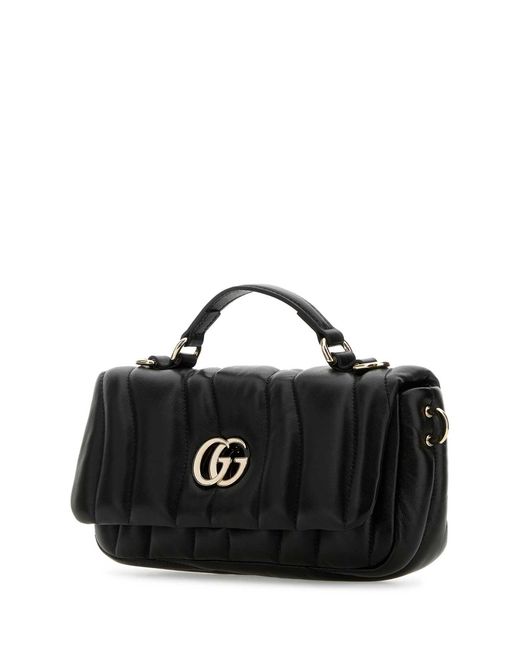 Gucci Black Leather Gg Milano Handbag