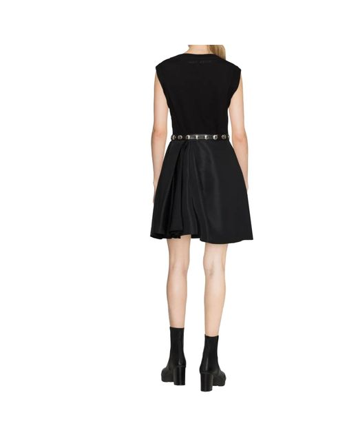 Alexander McQueen Black Mini Dress With Draped Skirt