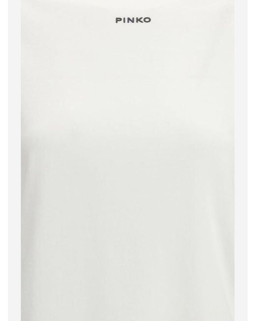 Pinko White Basic Cotton T Shirt With Logo