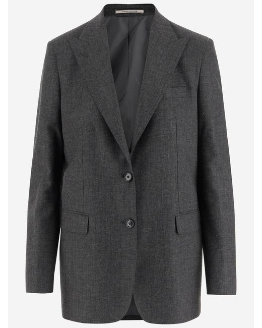 Veste à poitrine unique de dans le mélange de viscose extensible Tagliatore en coloris Gray
