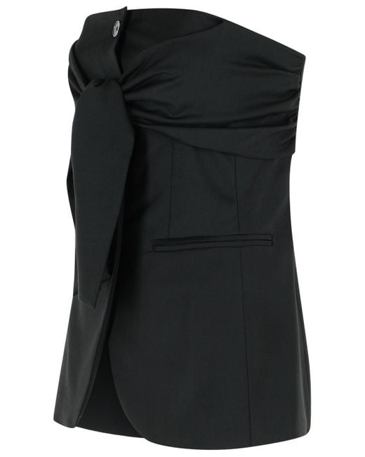 Max Mara Black Veruska' Virgin Wool Bustier Top
