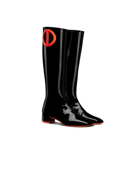 Dior Black Patent Leather Knee Boots