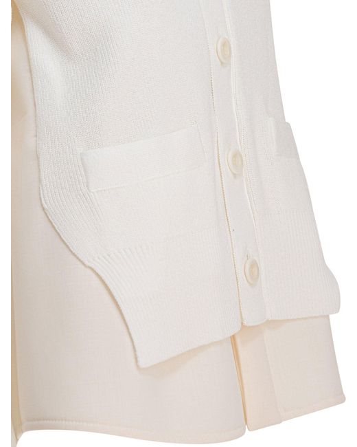 Pull Col V Sacai en coloris White