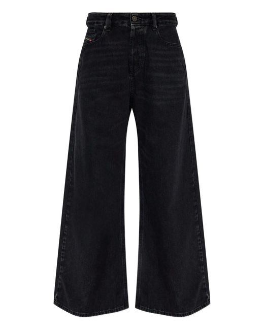 DIESEL Blue Wide-Leg Jeans With Five Pockets