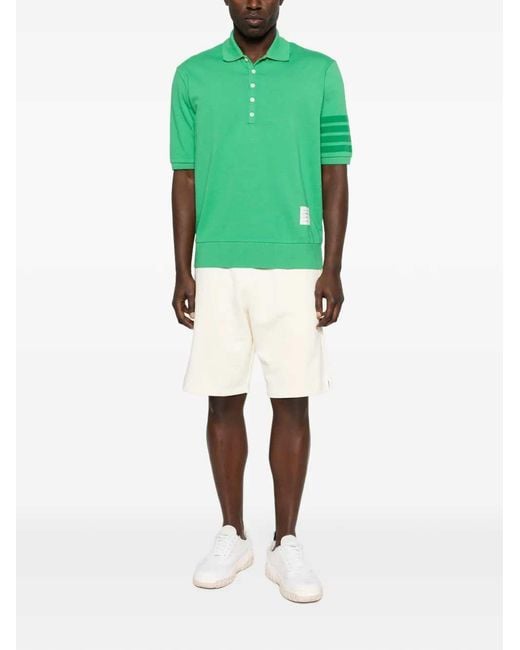 Thom Browne Blue Polo Shirt With Striped Detail for men