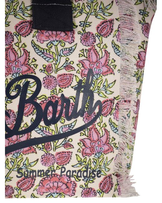 Mc2 Saint Barth Pink Vanity Canvas -Tasche mit Blumendruck