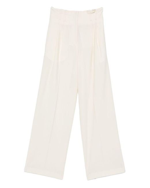 Semicouture White Matisse Wool Blend Trousers