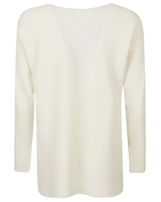 Liviana Conti White Ribbed Viscose Sweater