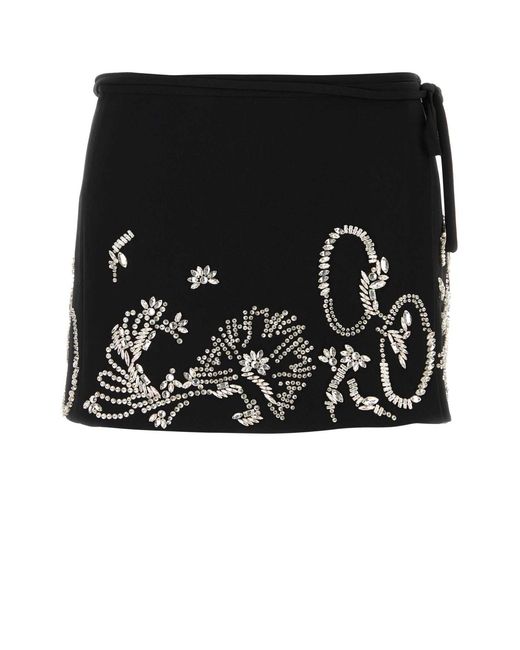 Dries Van Noten Black Gabardine Gabrina Mini Skirt