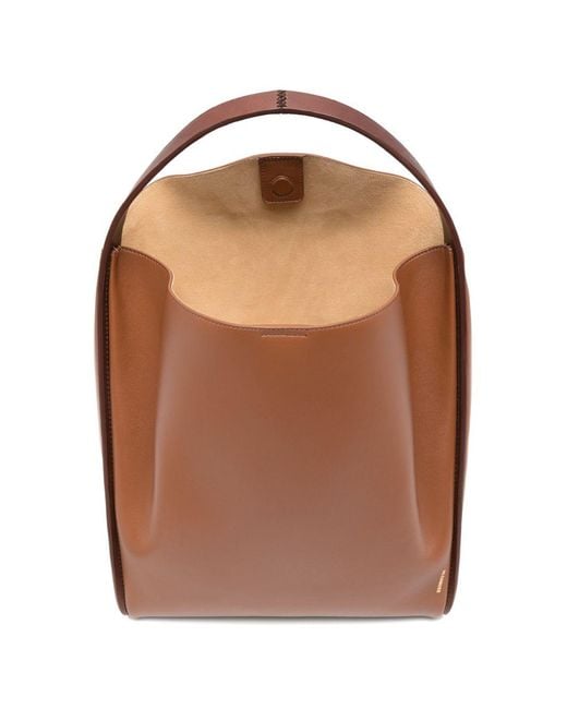 Jil Sander Brown Pivot Leather Tote Bag