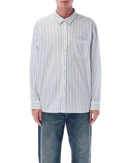 Vans Blue Premium Dobby Stripe Long Sleeve Shirt